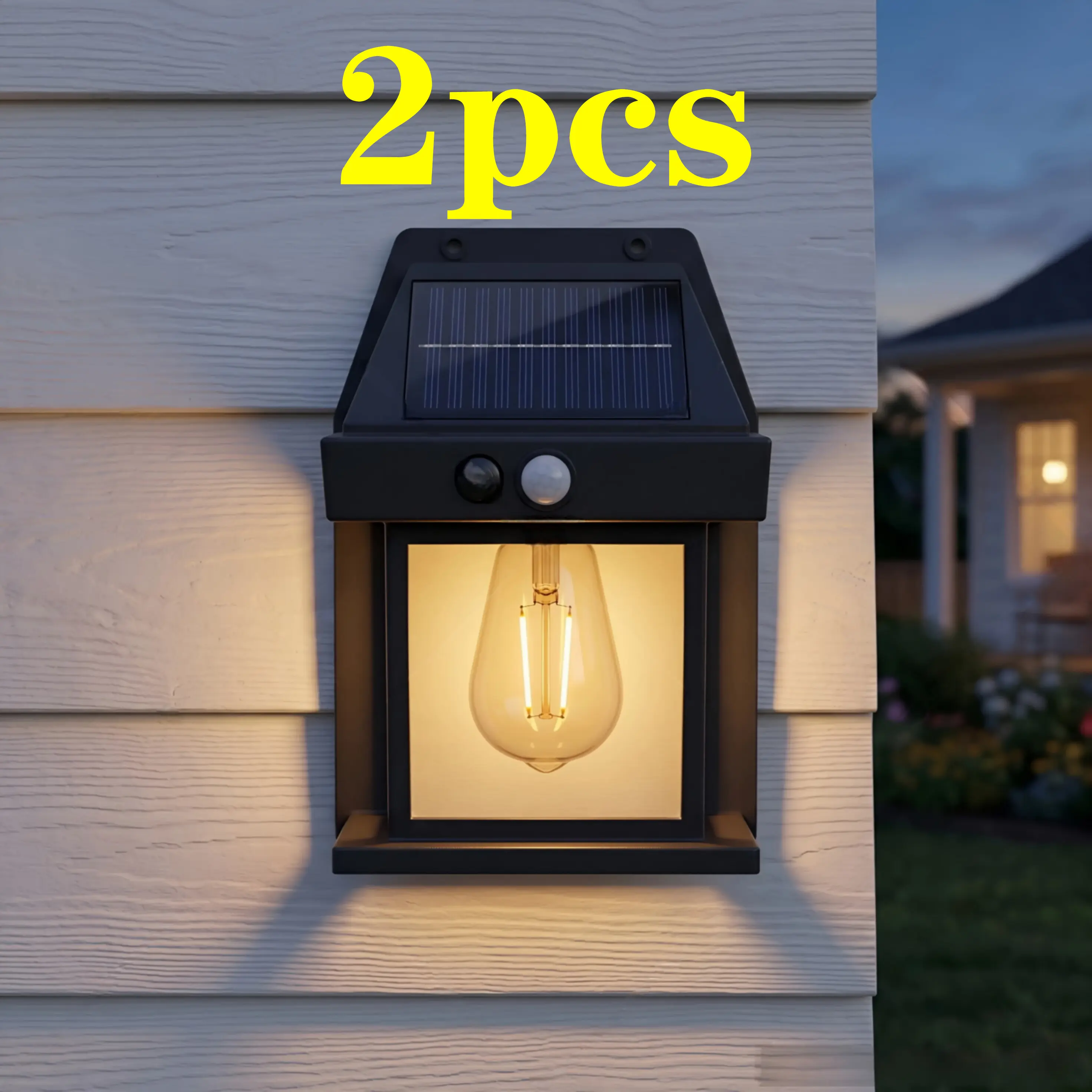 2pcs Solar Wall Lamp - Motion Sensor, Water-Resistant, No Electricity Cost, Solar Charging - Outdoor Lighting for Porch, Patio - Ideal for Home Improvement & Modern Home Upgrade