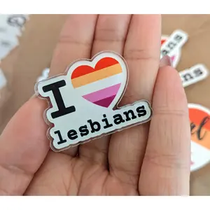 I Heart Lesbians - Acrylic pin