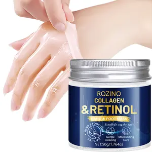 Rozino Collagen & Retinol Hand & Foot Mask - Repair and Moisturize Dry Hands & Cracked Heels - Gentle Cleansing & Hydrating Care - 50g/1.76oz