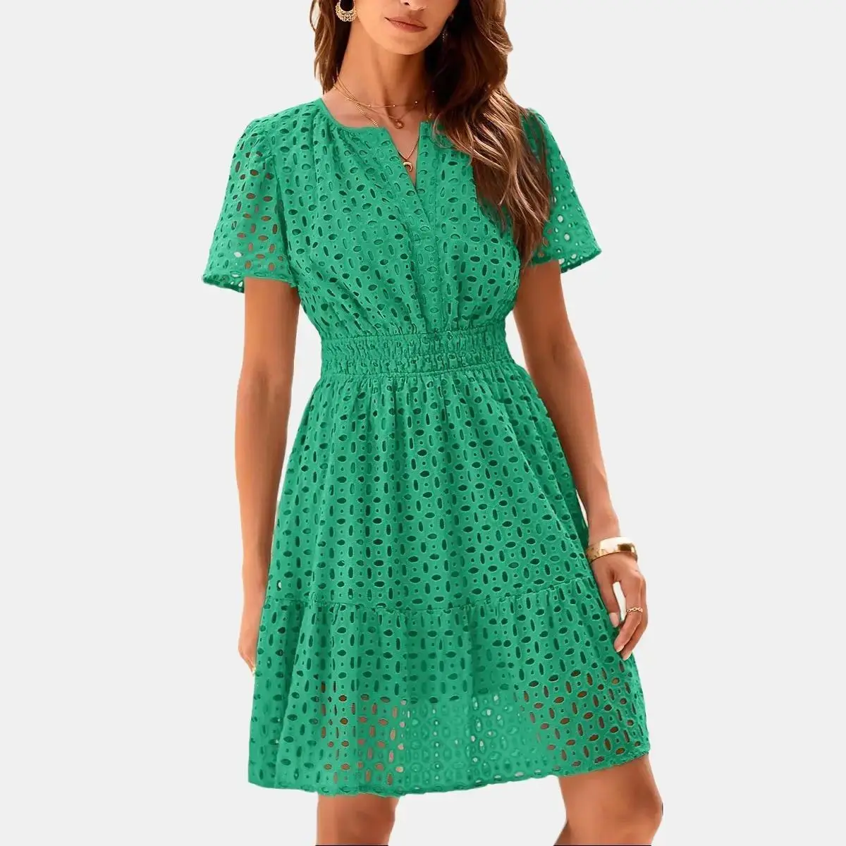 PrettyGarden Women Summer Short Dress V Neck Short Sleeve A Line Hollow Out Lace Ruffle Cute Casual Beach Party Formal Dresses,-Chic Womenswear Army Green Basic - TikTok Shop PrettyGarden Women Summer Short Dress V Neck Short Sleeve A Line Hollow Out Lace Ruffle Cute Casual Beach Party Formal Dresses,-Chic Womenswear Army Green Basic - TikTok Shop