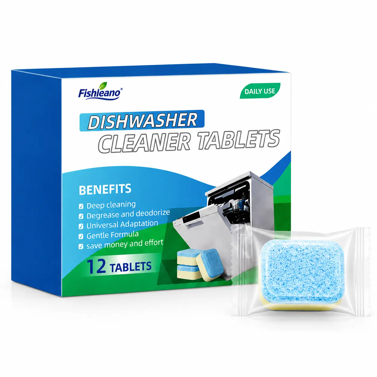 Washing Machine And Dishwasher Cleaning Tablets Bundle - Includes 12 Month Supply Dishwasher Cleaner Deodorizer & Washing Machine Descaler Deep Cleaning Tablets - 12 Tablet Combination