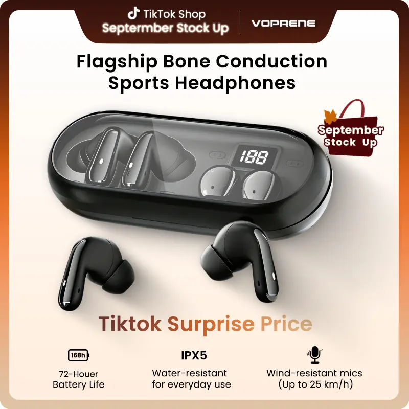 Voprene 2-Pack Wireless In-Ear Earbuds - 2×Voprene Mini Invisible Earbuds, Secure Bluetooth Headset with Built-In Mic, Ultra-Small Lightweight Water-Resistant, for Calling, Daily Commute, Music, Work From Home, with Charging Capability