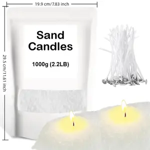 Snow Pearled-Sand Candles with 30 Wicks - White DIY Candle Sand, Pearled Sand Wax with 30 Wicks, Pearled Wax, Refillable for Making, Weddings, Partie, Halloween, Christmas, Thanksgiving 2.2LB