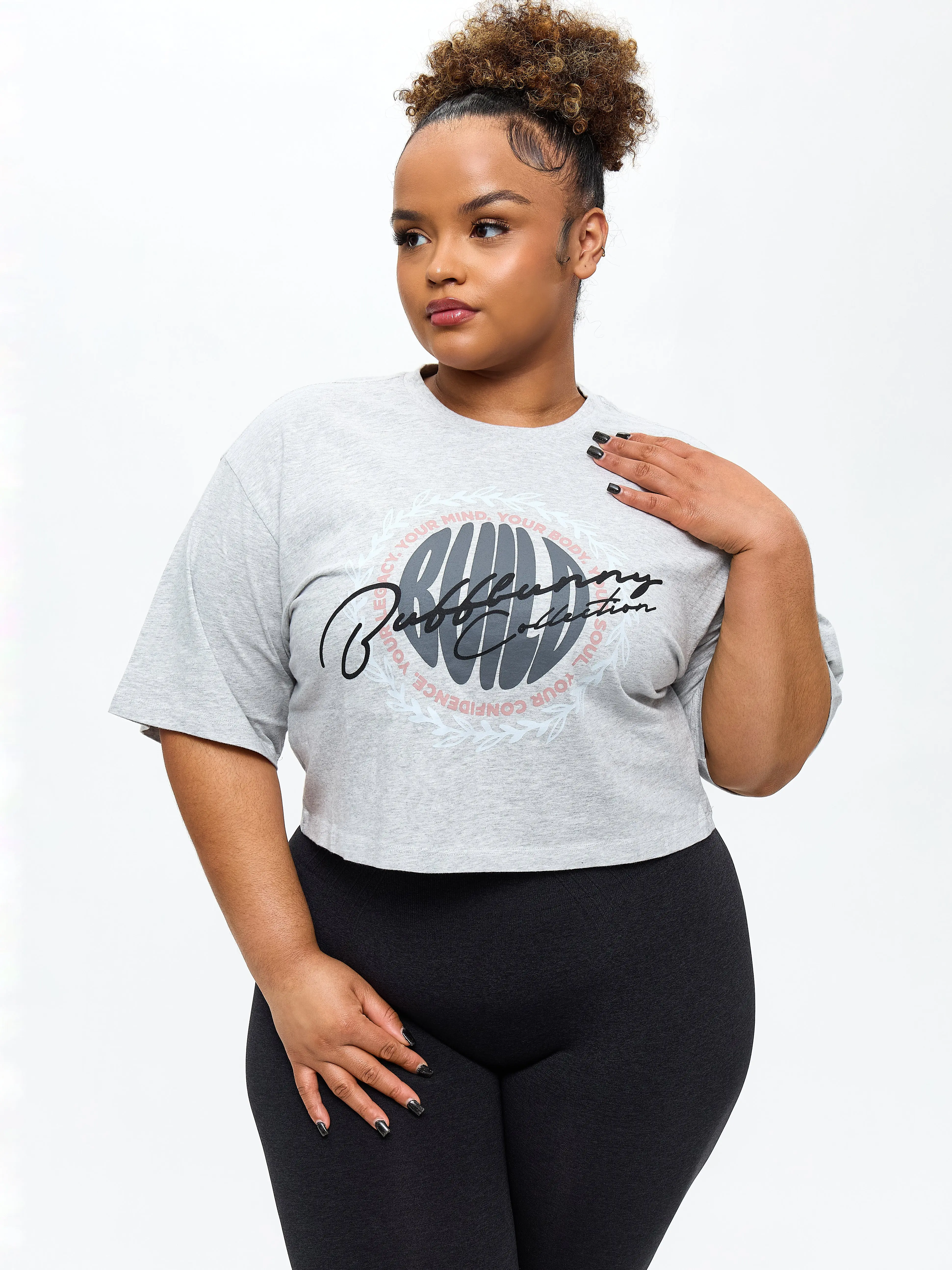 Build Crop Tee - Heather Grey Build Crop Tee - Heather Grey