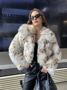 Women's Leopard Print Faux Fur Short Jacket Coat, Warm Artificial Wool Outerwear, Stylish Casual Fashion for Fall & Winter
