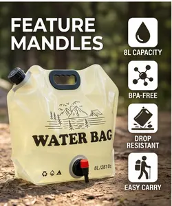 8L Collapsible Water Bag BPA-Free Foldable  Water Container Leakproof Portable Water Jug  Emergenc Organiser