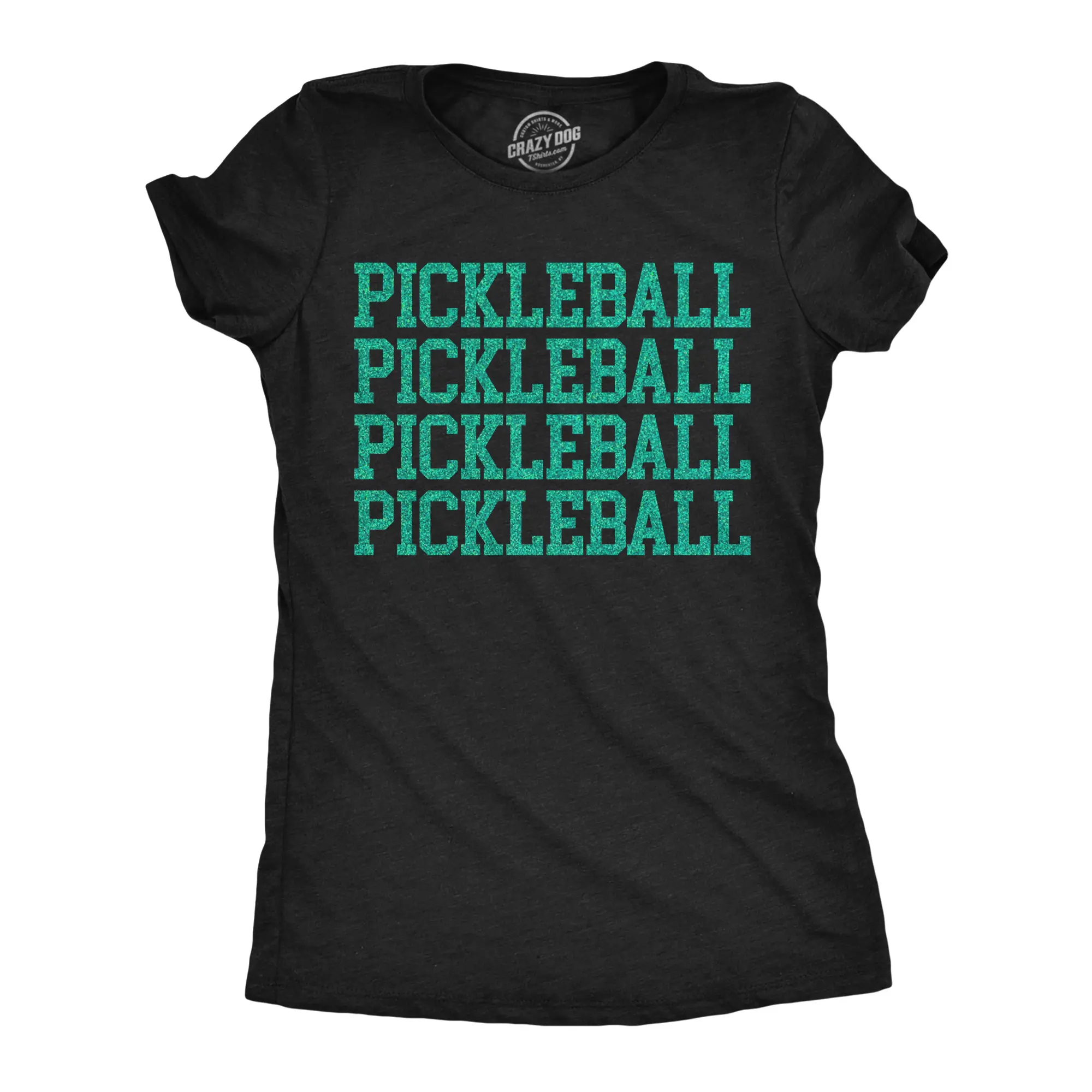 Womens Funny T Shirts Pickleball Glitter Sarcastic Graphic Novelty Tee For Ladies Funny Womens T Shirts Cute Vintage Fashion Casual Ladies T-Shirt Gift Funny Pickle Ball Top Women's Novelty Tees Black -