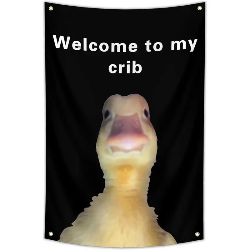 Welcome to My Crib Letter & Duck PatternTapestry,  The Ultimate Humor-Infused Wall Art!Liven Up Your Living Room, Bedroom, or Yard with This Summer's Must-Have Decor.Perfect for Seasonal Gifting!Home Decor, Summer Gift Lightweight Decora
