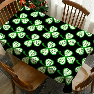 1 pc St Patrick's Day Clover Tablecloth, Perfect for Picnics, Camping, Weddings, Birthdays, Restaurants, Self-Serve Buffets