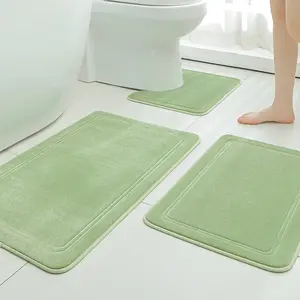 3-Piece Memory Foam Bathroom Mat Set, Soft Plush Non-Slip Absorbent Rugs, Minimalist Modern Design for Comfort and Style, Toilet Mat