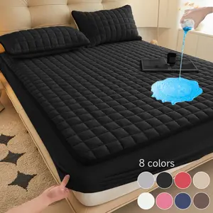 2pcs/3pcs  Waterproof Mattress Protector, Fitted Sheet & Mattress Cover Set with Deep Pocket  Soft Noiseless Breathable Stain-Resistant Bed Cover, Machine Washable, Includes Pillowcases for Bedroom, Guest Room, Dorm, Kids, Pets, Elderly, Hotels