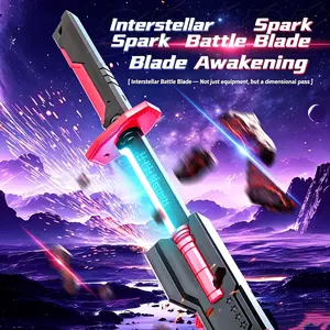 2026 new interstellar spark lightsaber fighting blade colorful flow cool light children's spray toy sonic boom war axe horse running light laser sword luminous toy knife boy