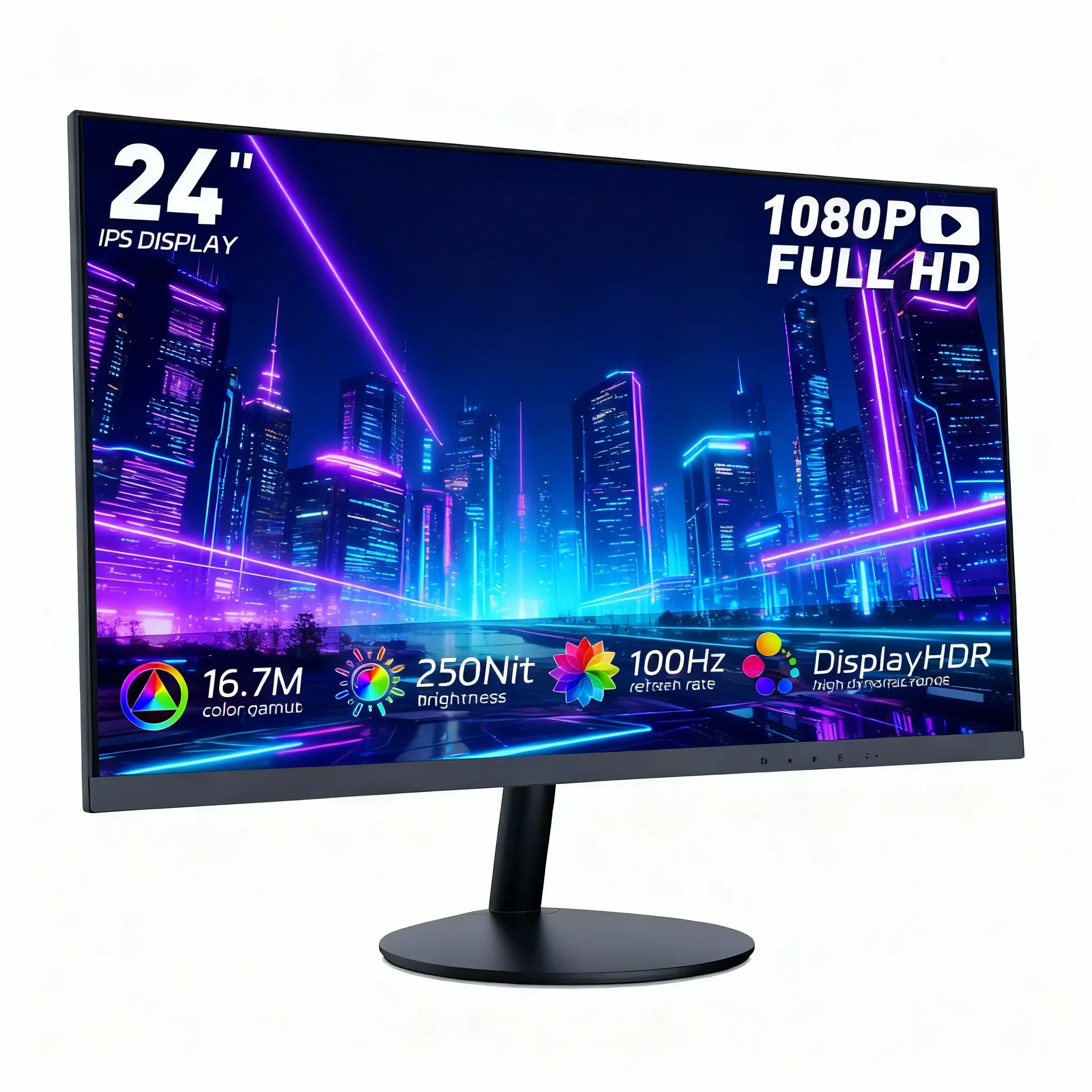 Christmas Limited Edition 24" FHD IPS Flat-Screen Desktop Computer Monitor, 100Hz, HDR, FreeSync, 3ms Response Time, Eye-Care, HDMI, DP, 100x100 VESA Mount Compatible, Fhd Ips Display, Desktop Computer Monitors