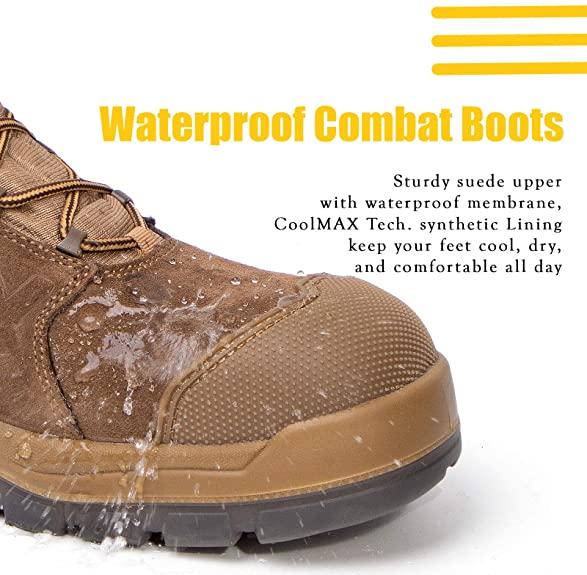 Men's 8" Steel Toe Tactical Boots, Outdoor Lightweight Coyote Military Boots for Hiking Work Combat Trekking Camping Shoes
