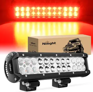 Nilight 12-Inch 72W Power Bright LED Lightbar, Spot-Flood Combo Red Beam Driving Lights, Universal Off-Road Work Lights for Trucks, UTVs, Boats, Off-Road Lights