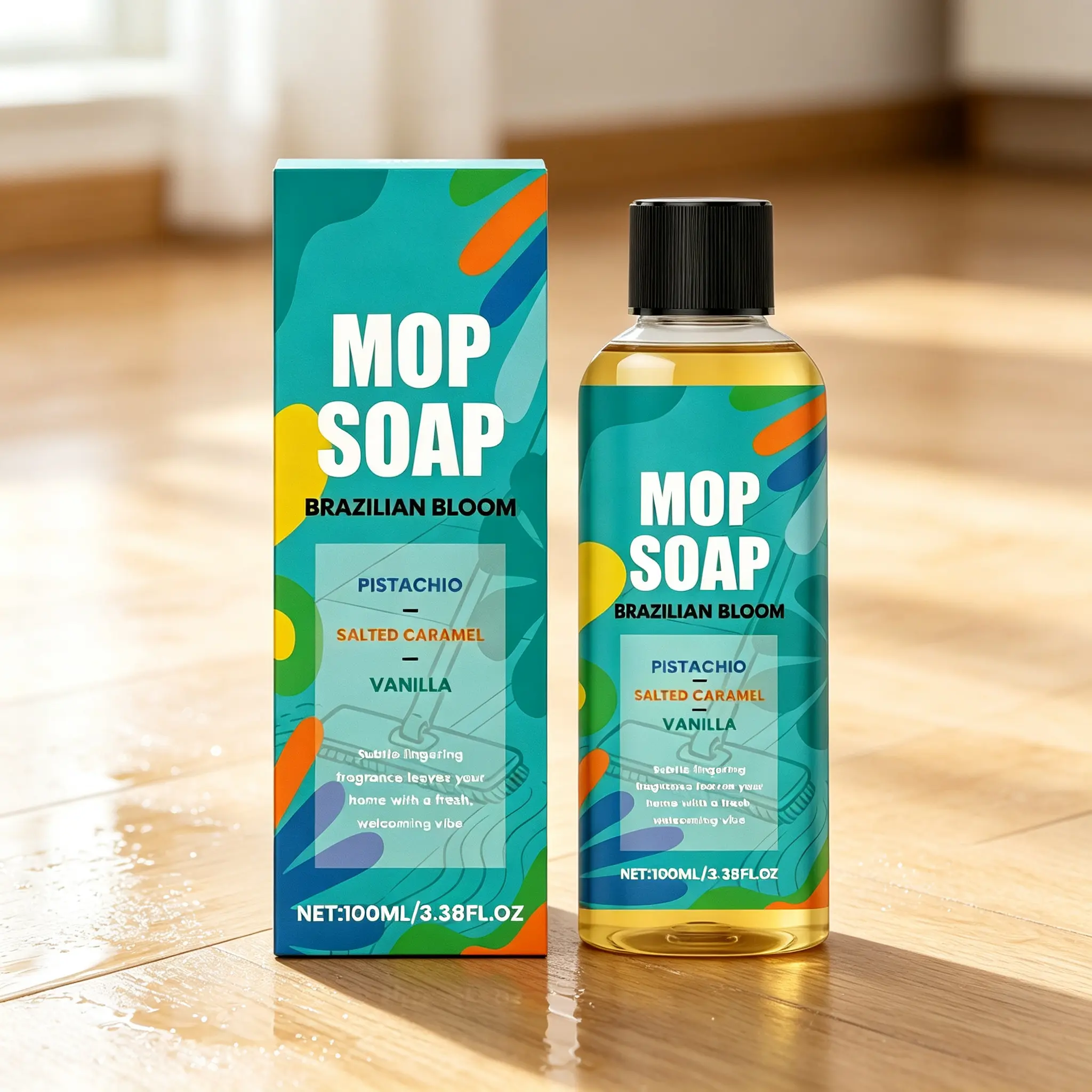 Streak-Free Pistachio Caramel Floor Cleaner, 100ml Brazilian Bloom Scented Mop Soap for Tile, Wood - Household Home Care Cleaning Supply