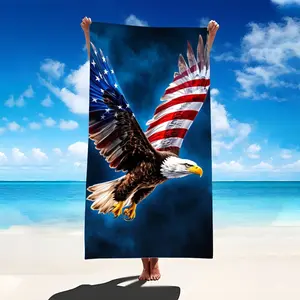 American Eagle Pattern Beach Towel, Super Absorbent Microfiber Blanket, Reusable Bath Towel for Travel, Pool, Swimming, Yoga, Camping