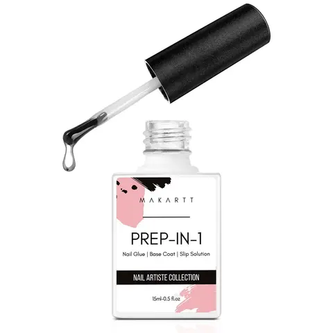 Makartt 3-in-1 UV Curing Gel Nail Glue Bottle - Brush-On Base Coat, Slip Solution, Durable Strong Bond for Adults' Manicure, Ideal for Nail Extensions, Soft Gel Tips & Acrylics