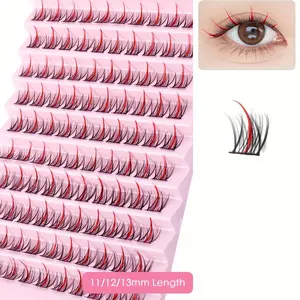 Colorful Eyelash Clusters D Curl Individual Lashes 100 Pieces Mixed 14mm DIY Eyelash Extensions, Perfect for Enhancing Your Look, DIY False Eyelashes, Fluffy Eyelashes Cluster