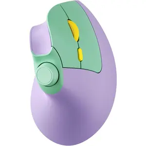 h-65  Ergonomic Mouse Wireless, MOU-302 Bluetooth Vertical Mouse Rechargeable, Volume Knob, Silent Mice & 1000/1600/2400 DPI, 3 Multi-Device Connection for Windows/PC/Laptop/Mac/MacBook, Purple