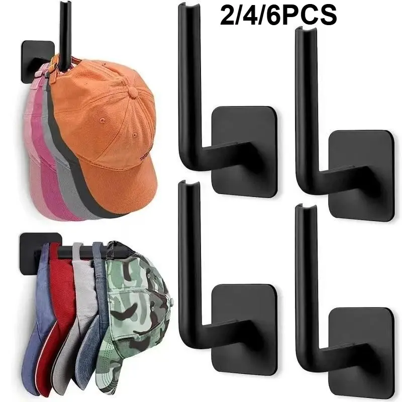 2pcs/4pcs/6pcs Hat Rack Organizer, Multi-Purpose Wall Hooks for Baseball Caps, Strong Adhesive, Bathroom Hook, Bathroom Accessory, Bathroom Necessities, & Options