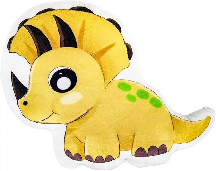 PILLOWABLE – 12” Triceratop Pillow, Cute Animal Shape, Mini Hug Pillow for Kids, Fun & Decorative Toddler Throw Pillow