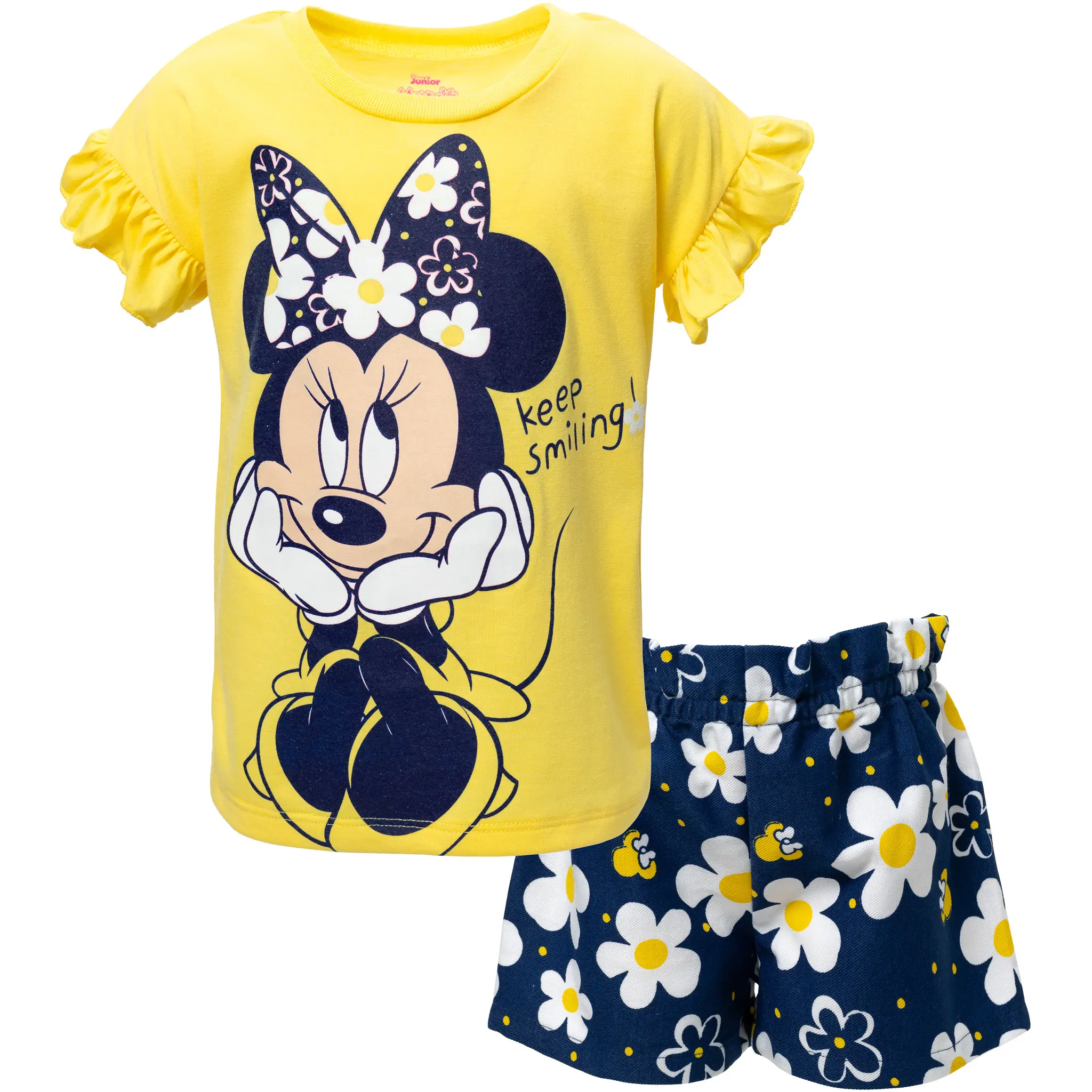 Disney Minnie Mouse Girls' 2-Piece T-Shirt and Shorts Set Toddler to Little Kid