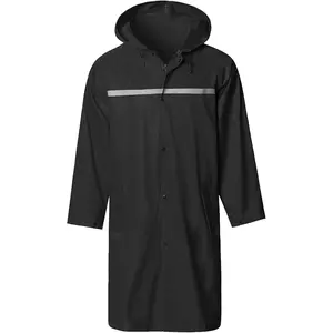 Mens long hooded safety rain jacket waterproof emergency raincoat poncho