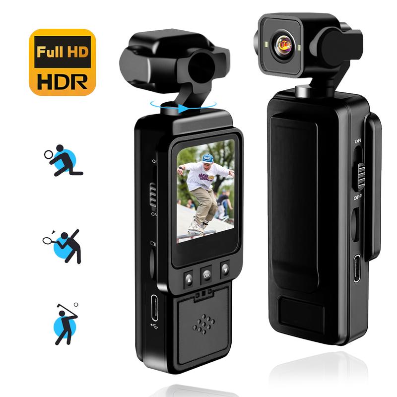 1080P Action Camera,270° Rotatable Pocket Camera with 1.54 Inch IPS ...