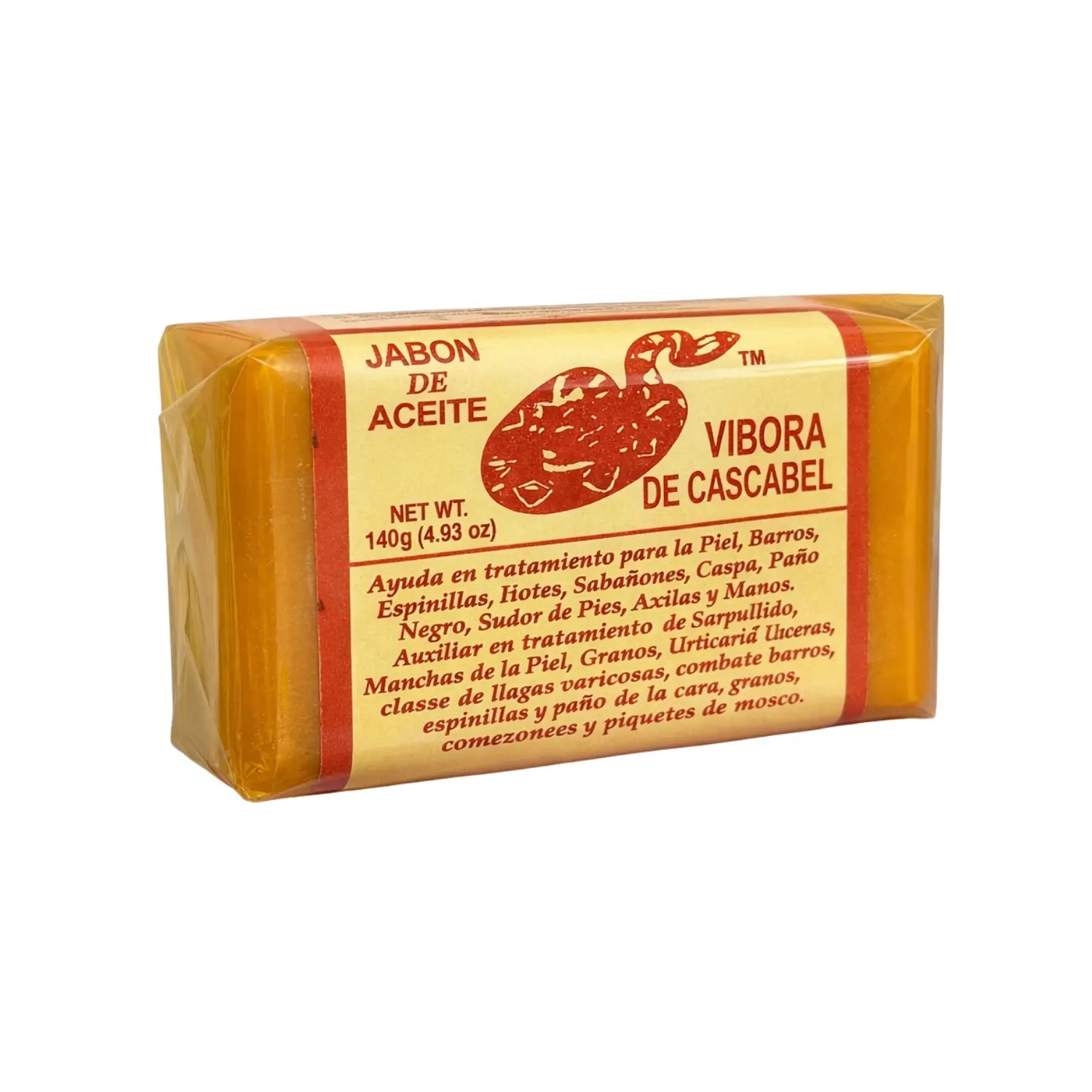 Jabon De Aceite Vibora De Cascabel Snake Oil Solid Soap (140g) - Alcohol-Free Mineral Antioxidant Cleanser, Body Wash, Deep Cleansing, Exfoliating, Pore Control for Adults' Beauty Routine (All Skin Types, 6 Months Shelf Life)