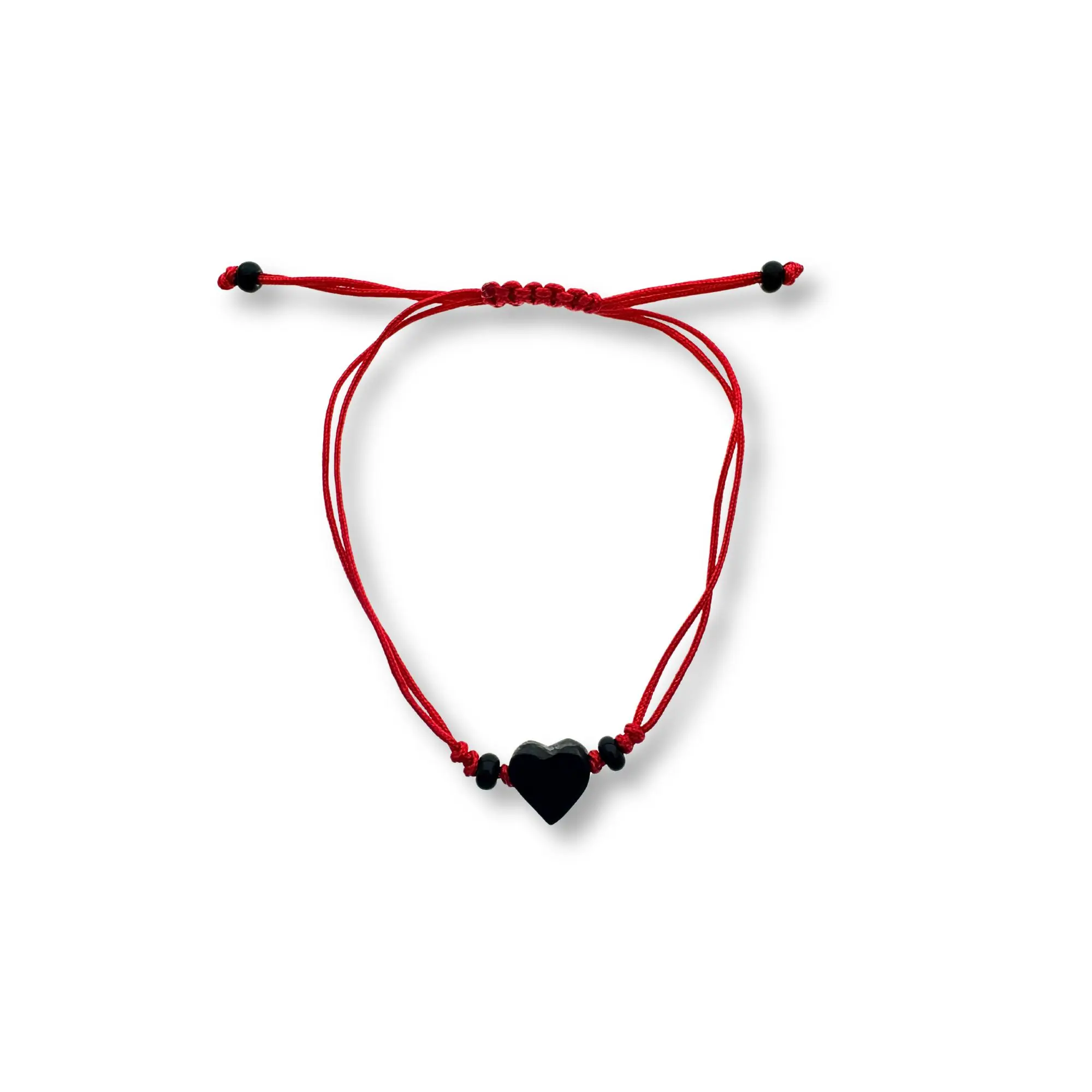 Real Azabache Heart Charm Adjustable Bracelets