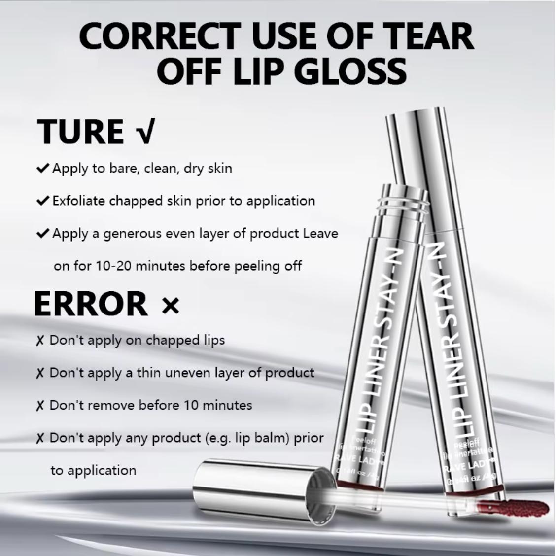 Tear-Off Matte Lip Stain Tattoo Dyed Lip Tint Peel-Off Liquid Lipstick Waterproof Lasting No Fading Lip Gloss #1 Glossy Cosmetic Makeup