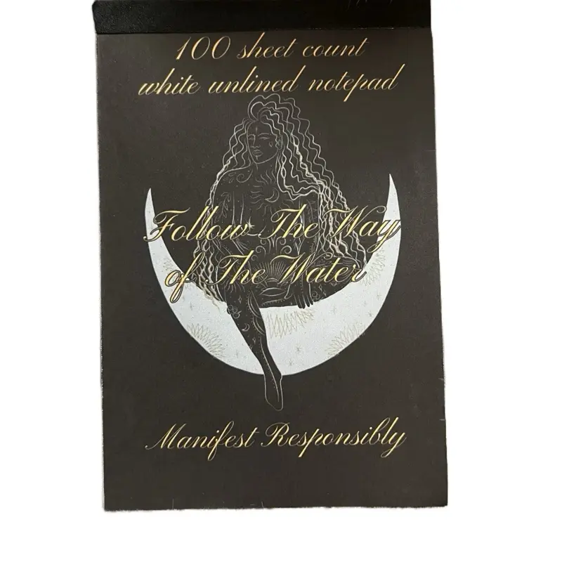 Manifest Responsibly Notepad - 100 Sheet Count White Unlined Notepad with Follow The Way of The Water Design