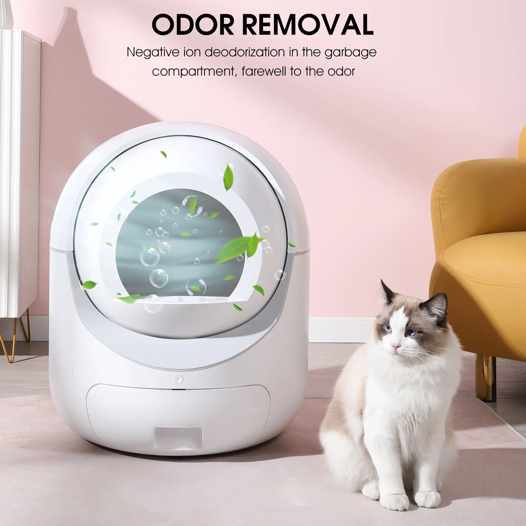 Petso Smart Automatic Cat Litter Box,Automatic Scooping and Odor Removal, App Control, Support 5G&2.4G WiFi for Multiple Cats, Double Odor Removal