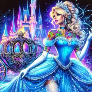 5D DIY Full Drill Round Diamond Painting Kit - Diamond Art Kit Palace, Pumpkin Carriage, Princess. Mosaic, Canvas - DIY Décor, Home Wall Art, Suitable for Halloween and Christmas, Birthday and Anniversary Gifts.