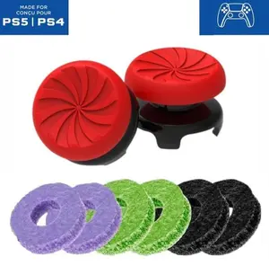 Silicone Gaming Joystick Grips Kit for PS4 & PS5, Anti-Slip Precision Rings, 1 High-Rise & 1 Mid-Rise Thumbsticks, Comfortable Console Controller Accessories (Red)