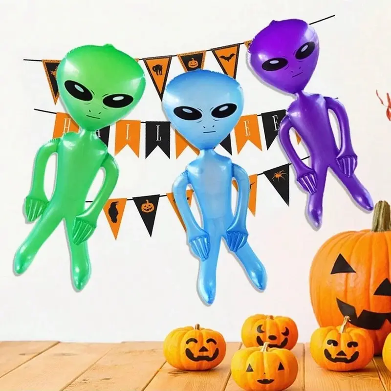 Thick PVC Inflatable Alien Doll Model - Spooky Festive Party Decoration Prop, Suitable for Halloween Indoor & Outdoor Use, Birthday Party Supplies
