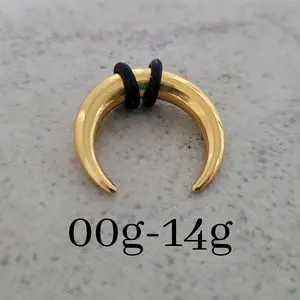 Gold Steel Septum Pincher Ring Stretching Gauging Taper kit Horseshoe Gauges 00g 0g 1g 2g 4g 6g 8g 10g 12g 14g nose stretched jewelry big