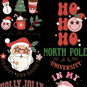 Retro Christmas Pre Made 22x60 Gang Sheet