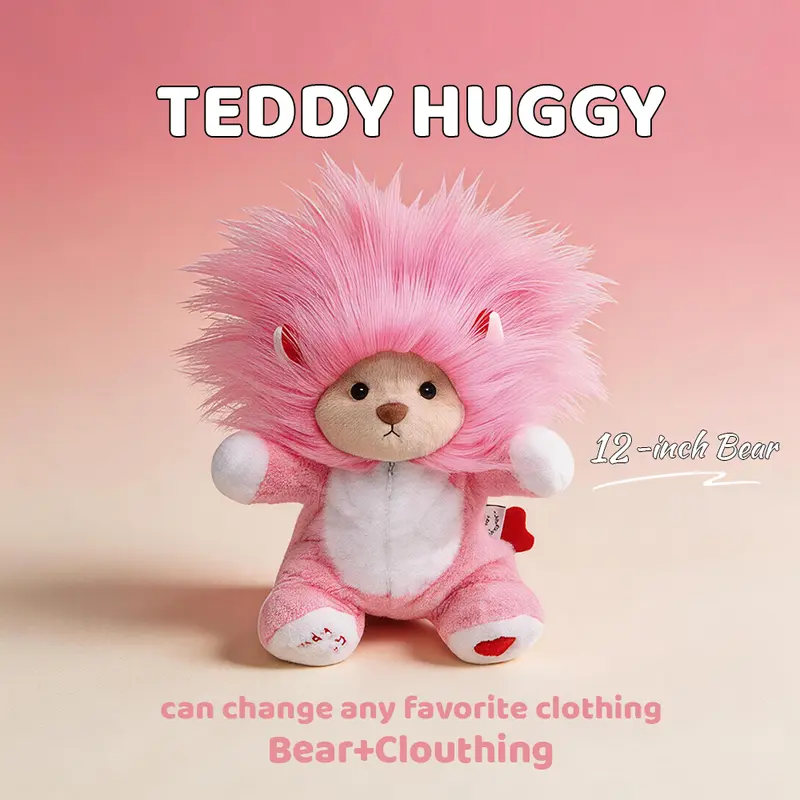 TEDDY HUGGY Plush Teddy Bear Outfit Set - 12 in Standing Handmade Dress-Up Plush Toy, 5 Poseable Joints, Multiple Exquisite Outfits (Includes Bee Costume), New Stuffed Animal Gift for All Ages