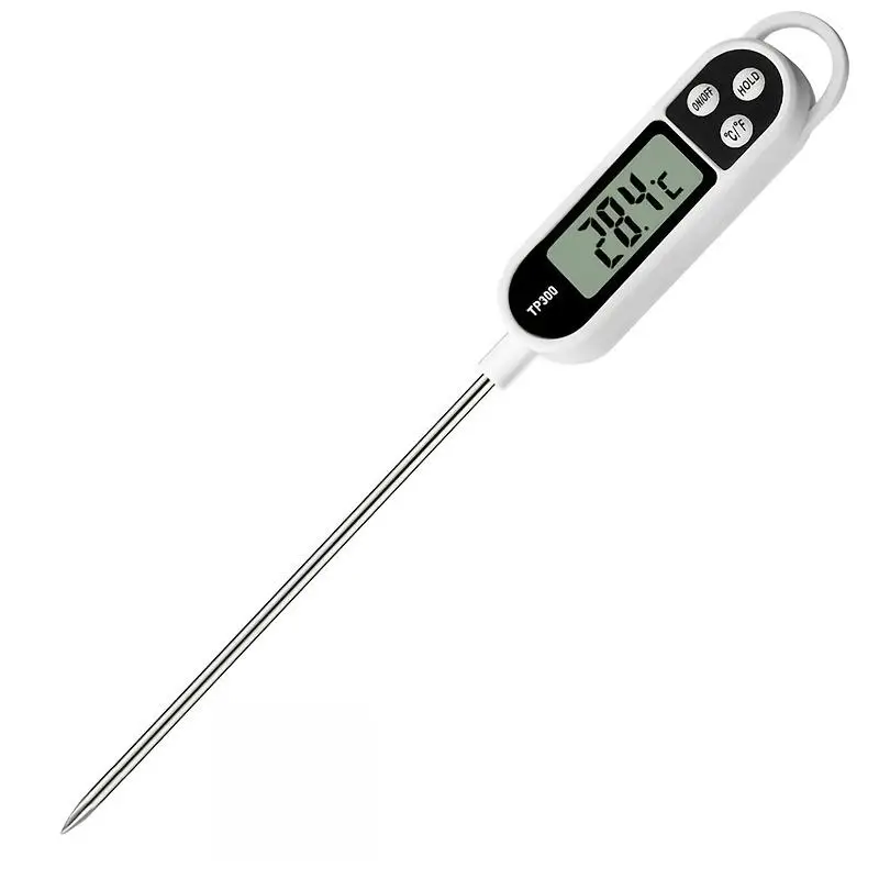 Food Thermometer, Digital Instant Read Meat Thermometer, Batteries Required Electronic Kitchen Thermometer with LCD Display and Probe for BBQ, Meat, S