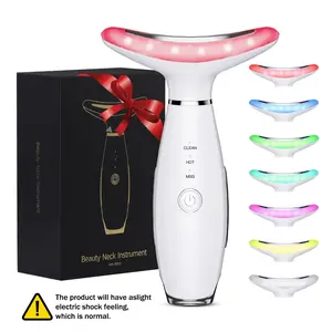 3-In-1 Beauty Massager for Face & Neck, Triple Action LED Heat Vibration Technology, Ideal Gift for Girlfriend, Free Skin Care Tool