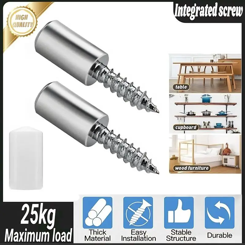 Self-Tapping Integrated Screws for Cabinet Support, Maximum Load 25kg, Non-Slip Sleeve, Easy Installation, Durable Design, Steel Pin Peg
