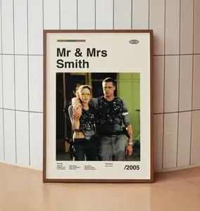 Mr & Mrs Smith Poster Contemporary Wall Decor Modern Home Aesthetic Interior Decoration Print
