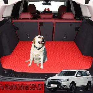 For Mitsubishi Outlander 2020~2021 PU Leather CarTrunk Mats For RearTrunk Liner Cargo Carpet InteriorAccessories Boot Liner Mat Easy Clean CarTrunk Liner Non Slip Cargo Tray Protector Pet friendly pet rear compartment anti dirty rear compartment mat