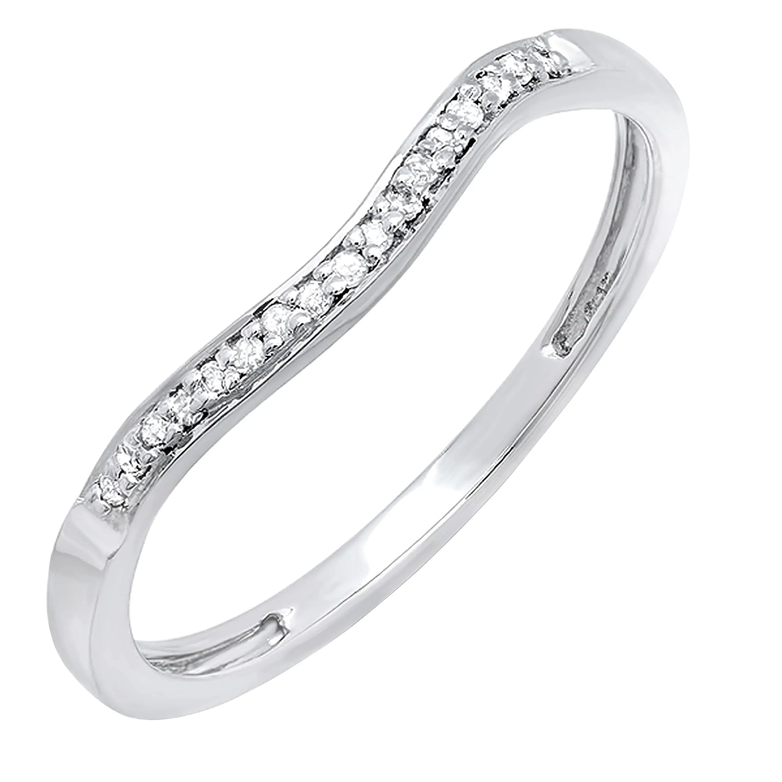Women's Dazzlingrock Collection Prong Set Round White Diamond Enhancer Guard, Curved Stackable Wedding Band (0.10 ctw, Color I-J, Clarity I2-I3) in 925 Sterling Silver, Size 6.5 Marquise Diamond Engagement Ring, Wedding Rings