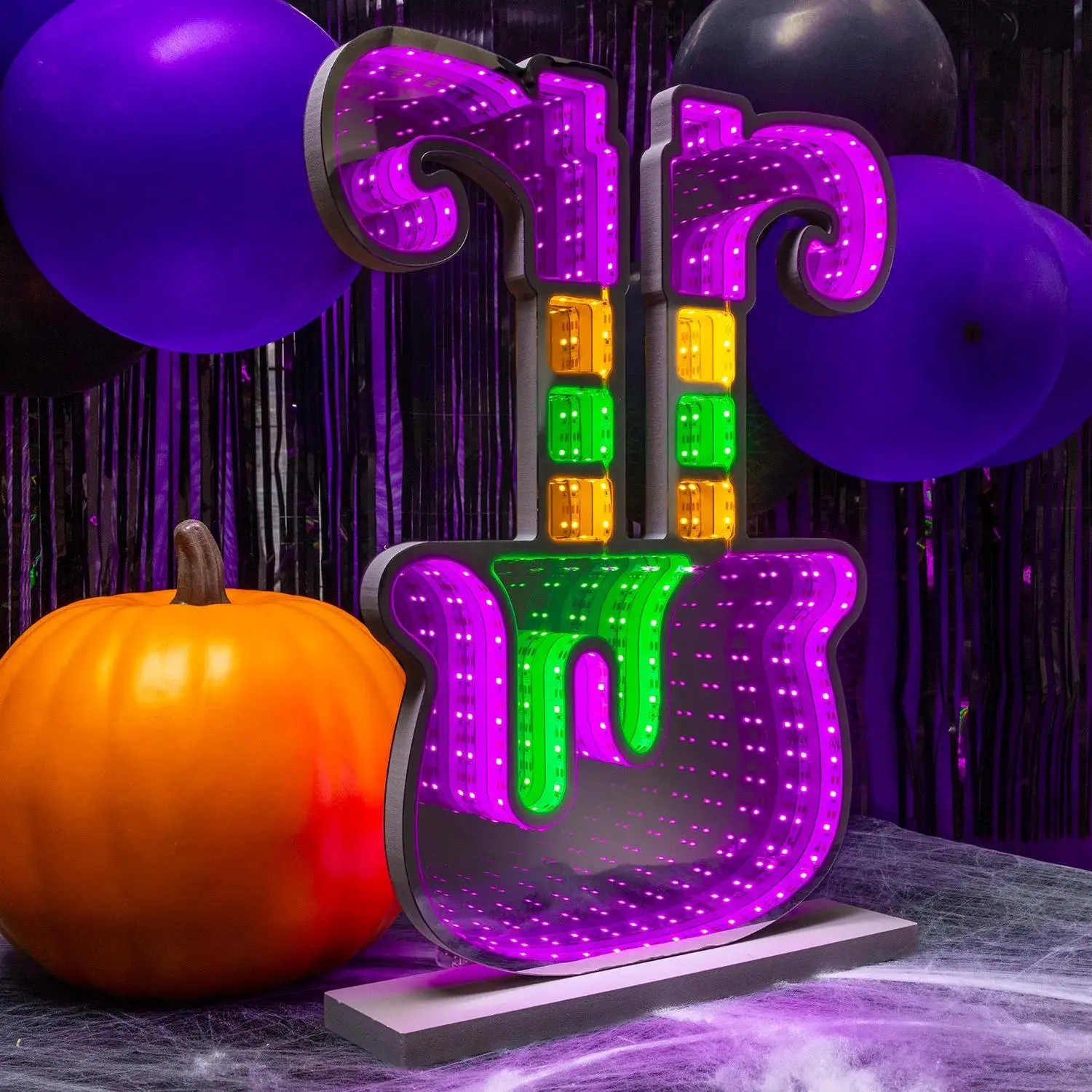 15" Spooky Halloween Witch in Cauldron Plastic Infinity LED Mood Light, Lighted Lantern for Party Decor & Home Decor Ornament, Creepy Cute