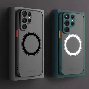 For Samsung Galaxy Matte Frosted For Magsafe Magnetic Wireless Charging Case For Samsung Galaxy S24 S23 S22 S21 Ultra Plus FE Shockproof Hard Cover