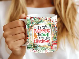 It’s Beginning to Smell a Lot Like Christmas Mug – Holiday Gingerbread & Red Truck Coffee Cup