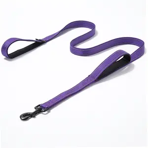 Heavy Duty Dog Leash - 2 Handles by Padded Traffic Handle for Extra Control, 6foot Long - Perfect for Medium to Large Dogs (Purple, 6 ft)